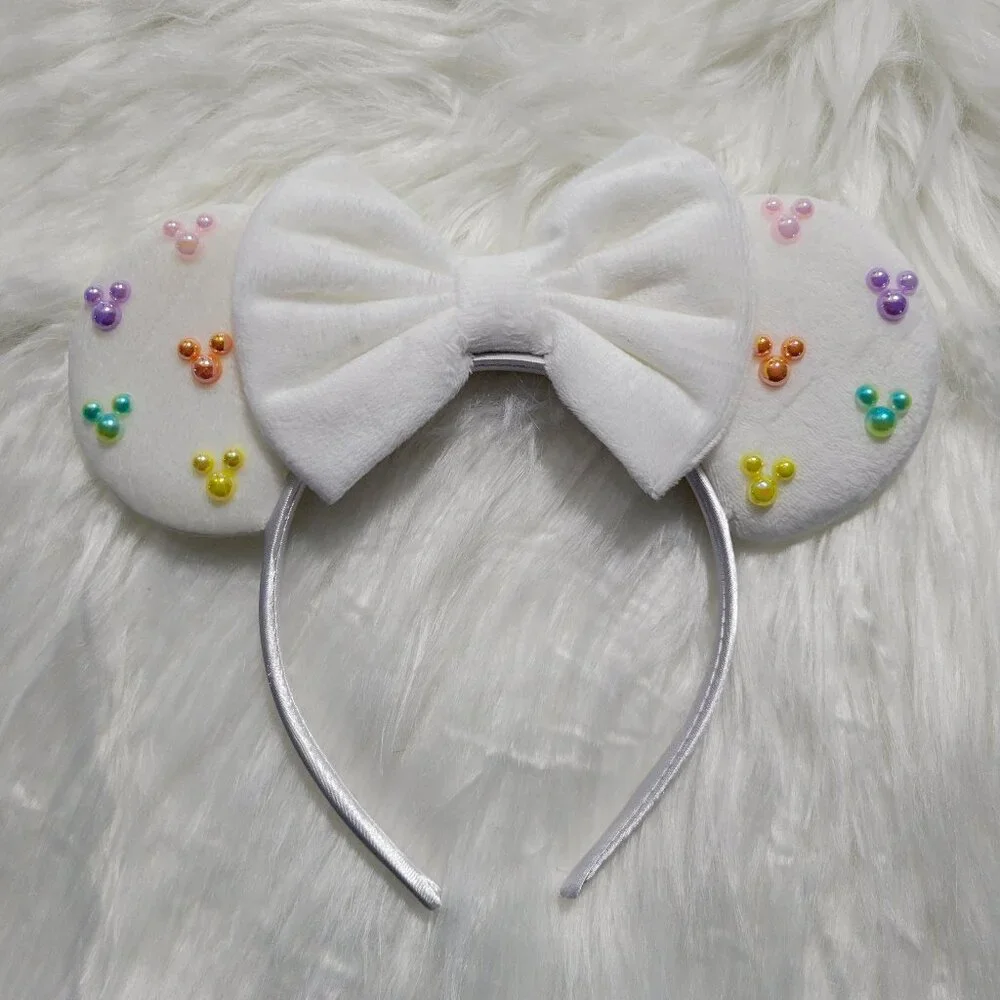 Minnie Mouse White Plush Faux Pearl Ears